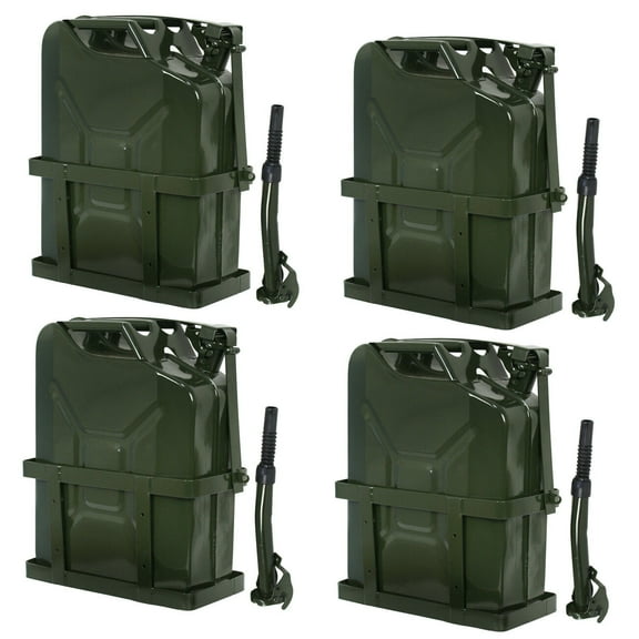 4PCS Jerry Can 5 Gallon 20L Gasoline Army Backup Metal Steel Storage