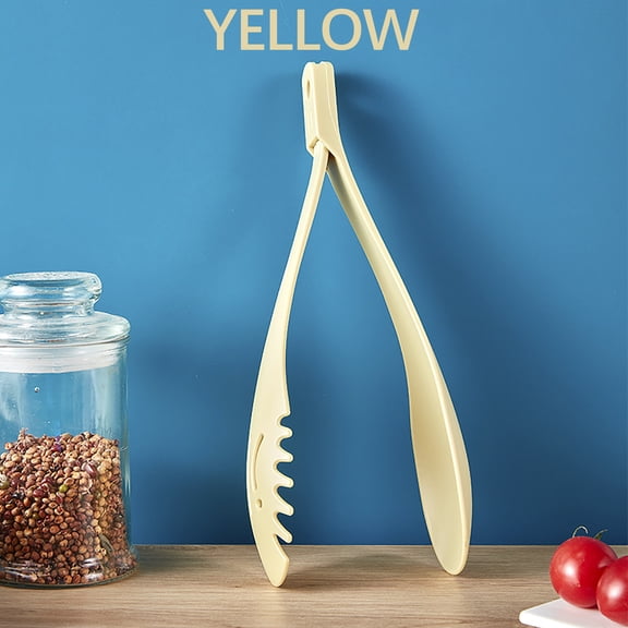 4PCS Kitchen Three-in-One Non-Slip Food Clamp, Multi-Functional Noodle and Bread Clamp for Barbecue and Hot Pot,Colander Clamp,Yellow