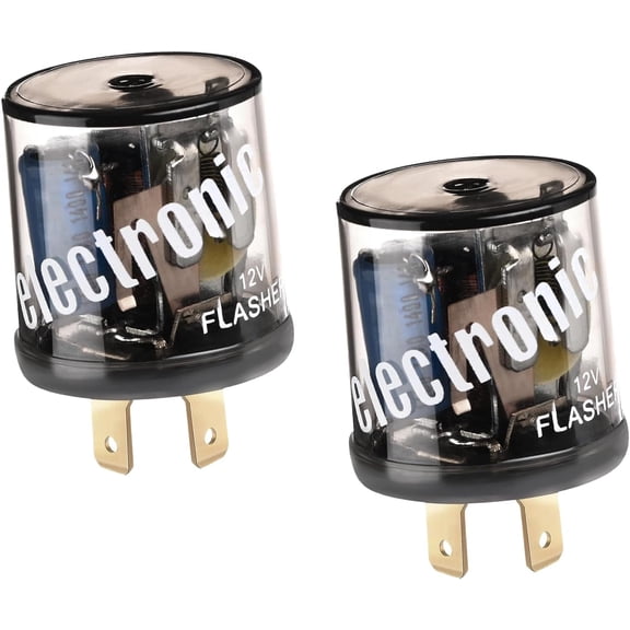 2PCS LED Flasher Relay, 2 Pin 12V Heavy Duty LED Turn Signal Relay for Fixing Hyper Flashing, 2 Prong Round Electronic Flasher Blinker Relays Replacement for Car Truck SUV