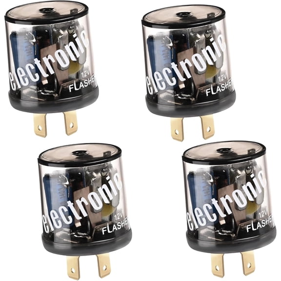 4PCS LED Flasher Relay, 2 Pin 12V Heavy Duty LED Turn Signal Relay for Fixing Hyper Flashing, 2 Prong Round Electronic Flasher Blinker Relays Replacement for Car Truck SUV