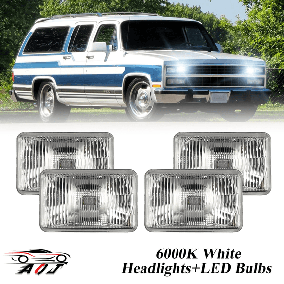 4PCS LED Headlight 6000K High Low beam For Chevrolet R1500 R2500 R3500 Suburban Blazer 1989 1990 1991