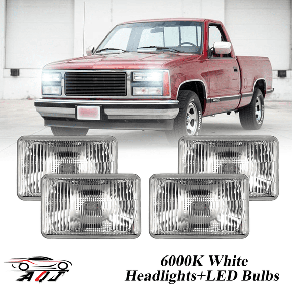 4PCS LED Headlight 6000K High Low beam For GMC K1500 K2500 K3500 C1500 C2500 C3500 1988-1991