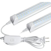4PCS LED Shop Lights 4FT 60W 6000K 9000LM Clear White - 110V Linkable Integrated V-Shape for Garage, Warehouse, Workbench - 4ft LED Strip Light for Garage 4 Foot Shop Lights with Plug