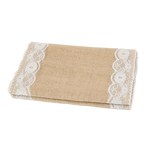 4PCS Lace Table Runner Retro Burlap Runners for Country Wedding Party Dining Cover Decoration,C