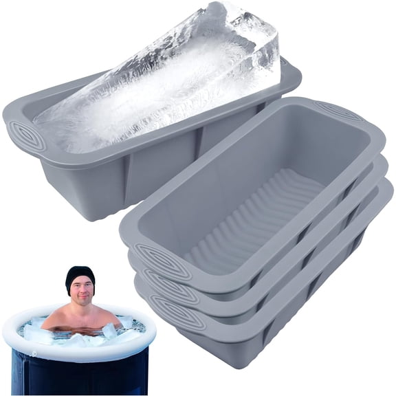 4PCS Large Ice Block Mold for Ice Bath 5LB, Reusable Silicone Ice Cube Mold for Cold Plunge Tub, Ice Bath Chiller for Ice Bath Tub, Ice Cube Tray Cold Plunge Accessories - Black
