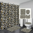 thumbnail image 1 of 4PCS Leopard Print Splice Pink Bowknot Shower Curtain Set with Rug, Toilet Lid Cover and Bath Mat, Shower Curtain with 12 Hooks, Durable Shower Curtain for Bathroom Set, 1 of 7