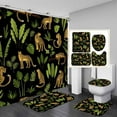 thumbnail image 1 of 4PCS Leopard Shower Curtain Sets with Rugs, Waterproof Fabric Pink Shower Curtain, African Wild Animal Cheetah Safari Wildlife Tropical Jungle Plant Palm Leaves Botanical Boho Bathroom Decor, 1 of 7