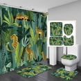 thumbnail image 1 of 4PCS Leopard Shower Curtain Sets with Rugs, Waterproof Fabric Pink Shower Curtain, African Wild Animal Cheetah Safari Wildlife Tropical Jungle Plant Palm Leaves Botanical Boho Bathroom Decor, 1 of 7