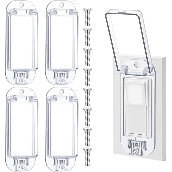 4PCS Light Switch Guard Cover Clear Child Proof Wall Switch Cover Lock Covers Bumps, Prevent Kids Pets Children and Adults from Accidentally Turning Your Lights on or Off, Includes Screws