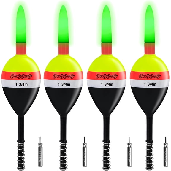 4PCS Lighted Slip Bobbers Fishing Floats Glow in the Dark Spring Bobber for Crappie Walleyes Fishing