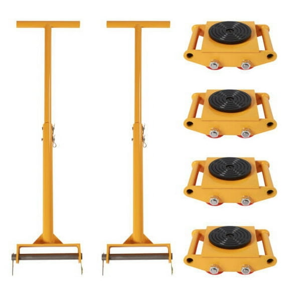 4PCS Machinery Movers Skate Dolly 6T 360 Rotation Heavy Duty Roller w/2*Handles