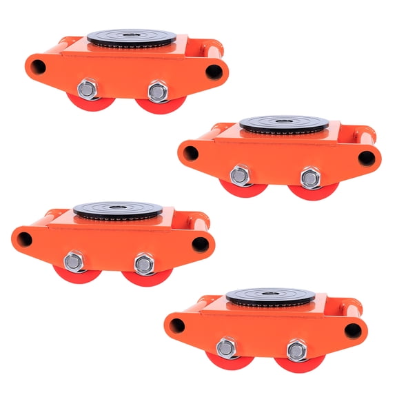 4PCS Machinery Skates Dollies, Smooth Gliding Equipment Moving Skates with 4 PU Wheels, 8 Tons Capacity Low-Profile Industrial Mover Rollers Machinery Mover for Manufacturing Plants
