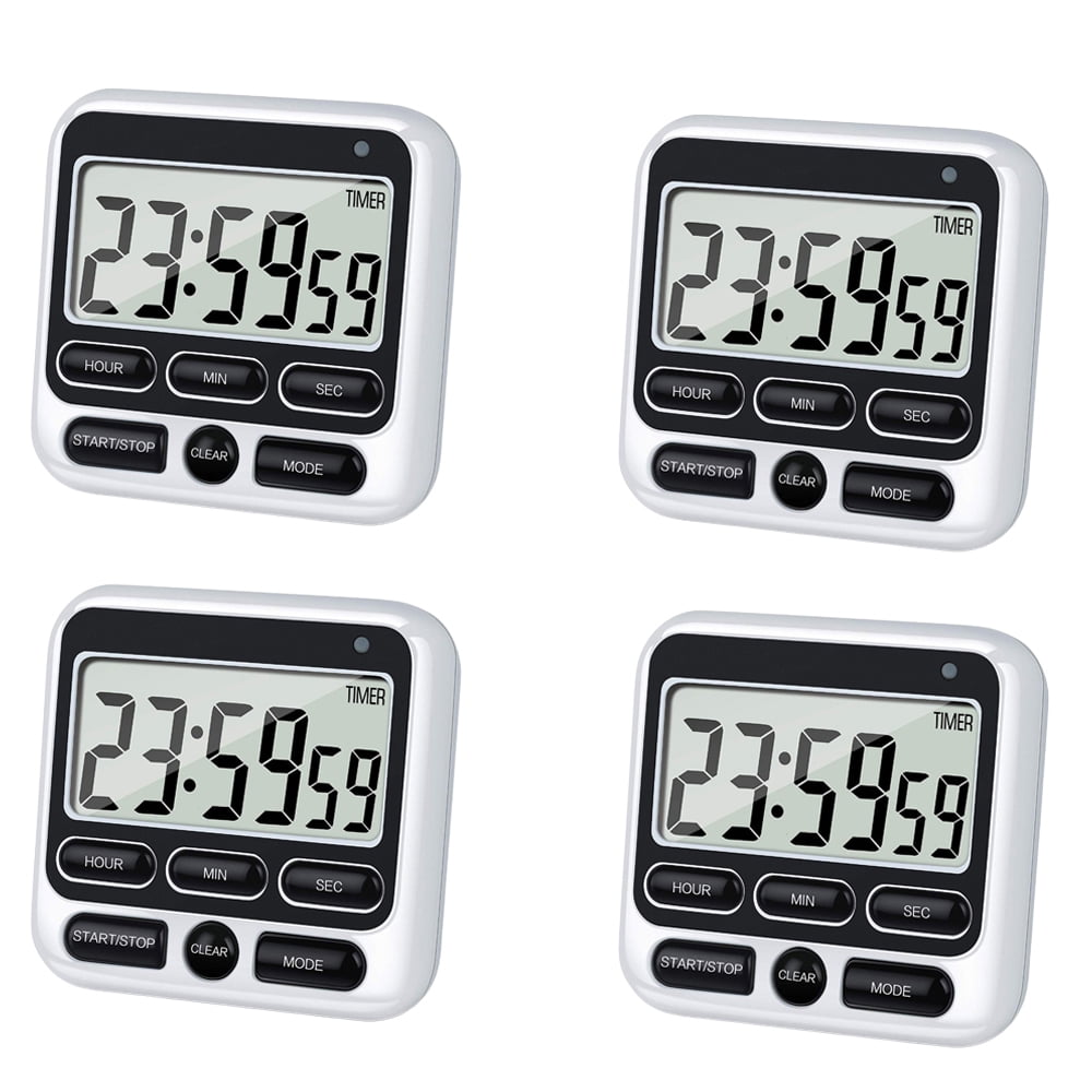 4PCS Magnetic Countdown Digital Kitchen Timer with Large LCD Display ...