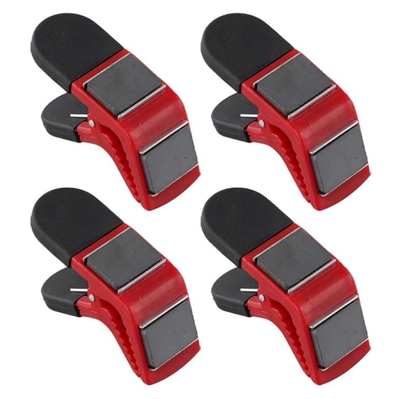 4PCS Magnetic Paint Brush Holder, Spill Prevention Tin Opener Light Weight DIY Tool Multipurpose Holder Paint Can Opener,4 * Holder Clip,Red