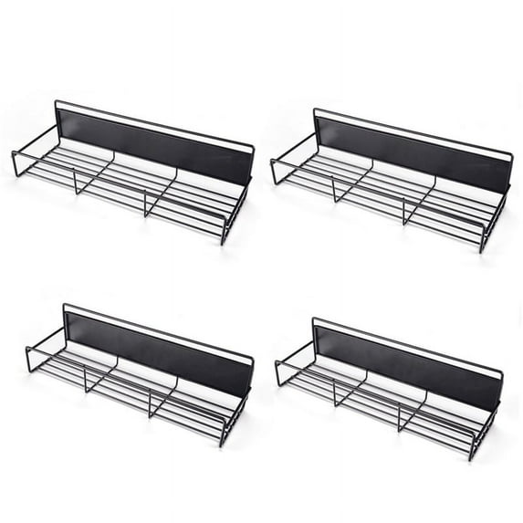 4PCS Magnetic Spice Rack Organizer for Refrigerator and Oven, Metal Fridge Shelf for Kitchen, Black