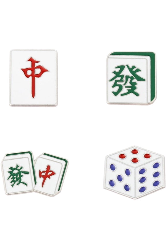 4PCS Mahjong Brooches Chinese Mahjong Metal Badge Brooch Enamel Pin For Women Men Jackets Hat Lapel Pin Jewelry