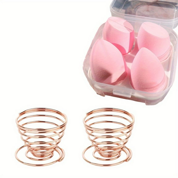4PCS Makeup Sponge Holder Stand - Stable and Anti-Tip Design for Powder Puff Storage & Drying, Moisture-Proof Beauty Tool + 2PCS Makeup Sponge Set - Non-Absorbent Water Drop & Gourd Shaped Sponges wi