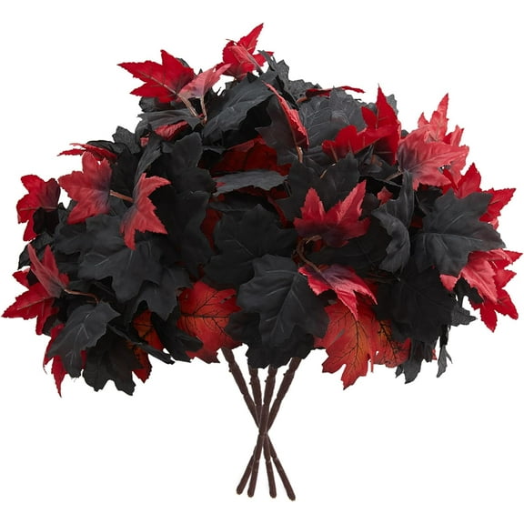 4PCS Maple Leaves Stems Artificial Leaves Silk Maple Leaves Fall Bouquet for Artificial Plants Fall Floral Arrangements Halloween Decor Thanksgiving Decorations