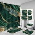 thumbnail image 1 of 4PCS Marble Shower Curtain Sets, Modern Bathroom Sets With Toilet Lid Rug, Contour and Bath Mat, Luxury Bathroom Decor with 12 Hooks, 1 of 8