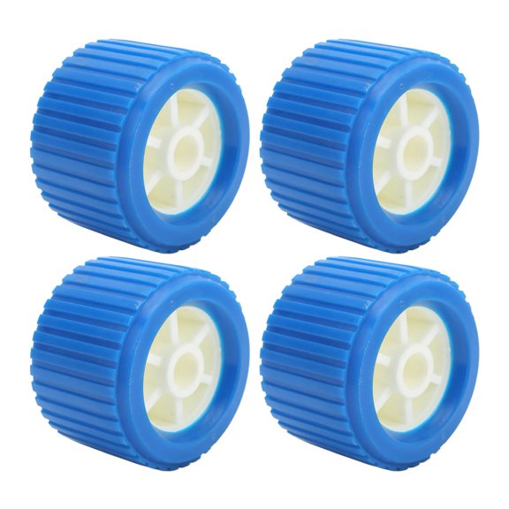 4PCS Marine Ribbed Wobble Roller 108x75x19mm Blue PP High Temp Resistant For Boat Yacht Trailer