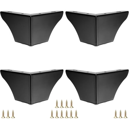 4PCS Metal 3 Inch Black Sofa Legs Dresser Legs, Modern Ottoman Legs Coffee Table Legs Metal Cabinet Chair Risers, Heavy Duty Triangle Couch Legs Corner Furniture Replacement Feets