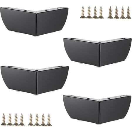 4PCS Metal Furniture Legs 2 Inch Black Sofa Legs Dresser Legs, Modern Ottoman Legs Coffee Table Legs Metal Cabinet Chair Risers, Heavy Duty Triangle Couch Legs Corner Furniture Replacement Feets
