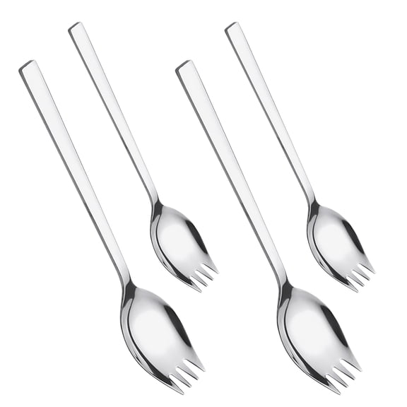 DEEPCRAFF 4Pcs Reusable Stainless Steel Salad Forks Heavy Duty Flatware for Hiking Camping and School