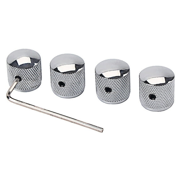 4PCS Metal Tone Control Knob Dome Knob Set with Inner Hexagon Spanner for Electric Guitar Bass