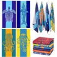 thumbnail image 1 of 4PCS Microfiber Soft Beach Towel Oversized 72" x 36" Extra Large XL Pool Blanket Set Sand Free Mat , Travel Swim Quick Dry Towels Sand proof Bulk Camp Gift for Women Men Adults Blue Shark Turtle, 1 of 7