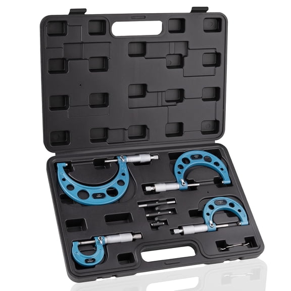 4PCS Micrometer Set, 0-1"/1-2"/2-3"/3-4" Machinist Outside Micrometer Measuring Tool, Ultra-Precision 0.0001" Graduation Micrometers, Professional Machinist Tools Set