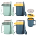 thumbnail image 1 of 4PCS Microwave Soup Mugs, 13.5oz Meal Prep Containers with Handles and Lids, Plastic Reusable Soup Cups, Food Jars for Heating and Storage, Blue and Green, 1 of 5