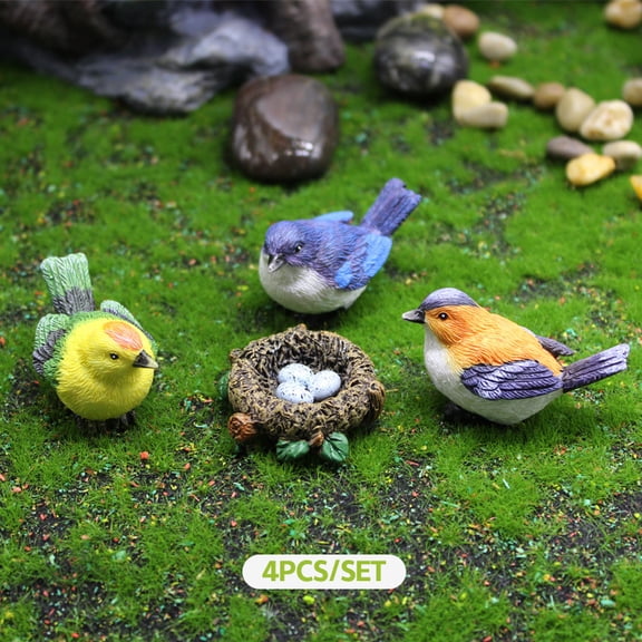 NOBRAND Mini Bird Figure Model Cartoon Resin Crafts Fairy Garden Dollhouse Miniatures Decor 4PCS
