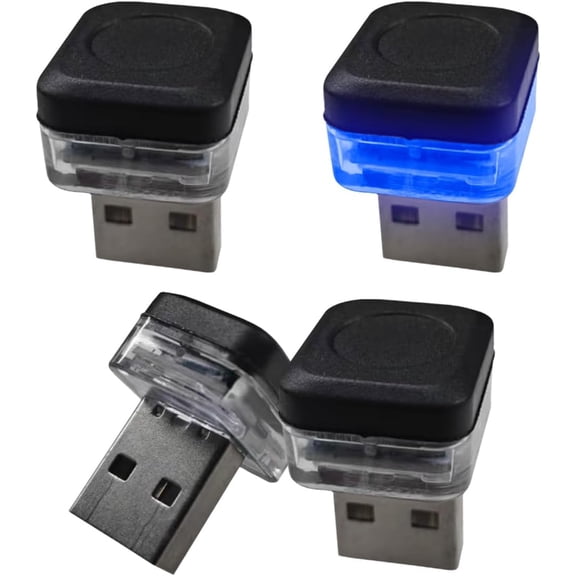 4PCS Mini Car Interior USB LED Light Kit, Portable Plug-in Automotive Night Ambient Light, Universal Cool Vehicle Atmosphere Decoration Lamp for SUV, Home, Office (Blue)