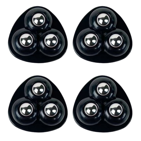 4PCS Mini Caster Wheels 360 Degree Quiet Small Swivel Wheels with 2/3 Steel Balls Self Adhesive/Drilling Rotation Pulley Universal Bearing Ball Transfer Wheels for Furniture,3 Steel Balls,Black,