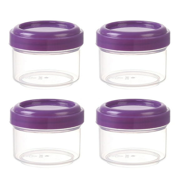 4PCS Mini Clear Jars with Leakproof Lids - Round Clear Containers for Refillable Food Storage Ideal for Home and Kitchen Organization 4PCS