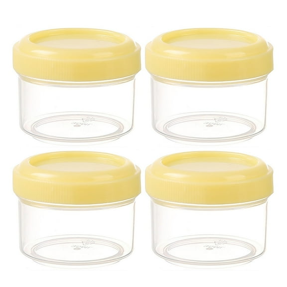 4PCS Mini Clear Plastic Jars with Leakproof Lids Round Clear Container 35ml Refillable Storage Containers, Stackable Plastic Bottles for Home and Kitchen Organizing
