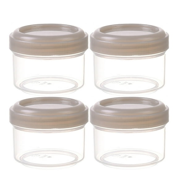 4PCS Mini Clear Plastic Jars with Leakproof Lids Round Clear Container 35ml Refillable Storage Containers, Stackable Plastic Bottles for Home and Kitchen Organizing,Leakproof Reusable Containers