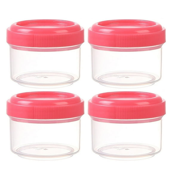 4PCS Mini Clear Jars with Leakproof Lids Round Clear Container 35ml Refillable Storage Containers, Stackable Bottles for Home and Kitchen Organizing