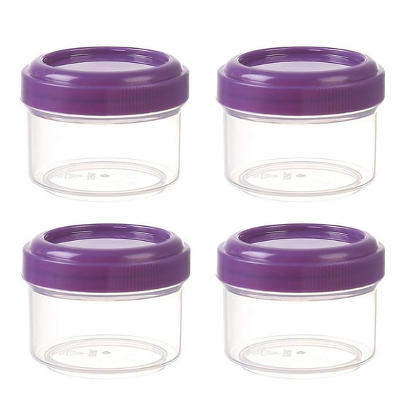 4PCS Mini Clear Jars with Leakproof Screw Lids Stackable Small Storage Containers Set 1.2oz Refillable Portable Jars for Spices Condiments Snacks Travel Kitchen & Bathroom Organizing(Purple)