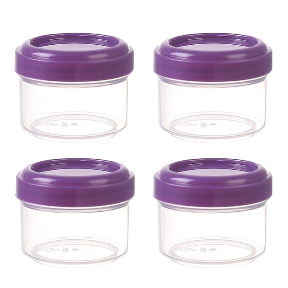 4PCS Mini Clear Jars with Leakproof Screw Lids Stackable Small Storage Containers Set 1.2oz Refillable Portable Jars for Spices Condiments Snacks Travel Kitchen & Bathroom Organizing(Purple)
