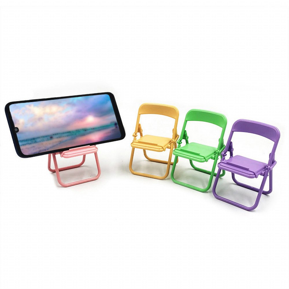 4PCS Mini Folding Chair Cell Phone Stand Holder Desktop Foldable Candy Color Mobile Phone Holder