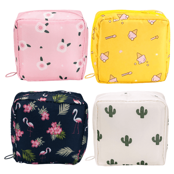 4PCS Mini Makeup Bag,Cute Pocket Cosmetic Bag,Portable Small Make Up Bags for Women,Travel Cosmetic Bag Small Makeup Pouch,Mini storage bag for Sanitary pad,coin,lipstick,jewelry