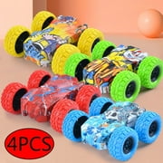 4PCS Mini Pull Back Cars for Toddlers 1 2 3 4 5 6 Years Old,Push and Go Friction Powered Car Toy,Kids Side by Side Stunt Graffiti Car Off Road Vehicle,Christmas Xams Toy Gifts for Boy and Girl