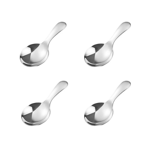 4PCS Mini Scoop for Canisters,Stainless Steel Short Handle Spoons Salt Spoons Condiments Spoon Dessert Spoon,Mini Candy Scoopssliver