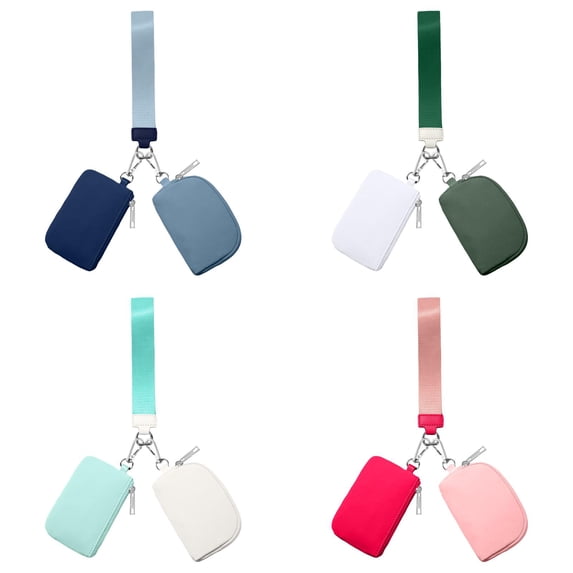 4PCS Mini Zip Around Wristlet Wallet for Women, Double Pouch Wristlet Keychain Wallets, Small and Portable Mini Card Wallet Purse Gifts for Women Travel Sport Outdoors
