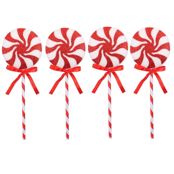 4PCS Mix Styles Candy Canes Lollipop Christmas Tree Balls Ornaments Set,Red White Candy Shaped Hanging Christmas Decorations,with 8.3Inch Lollipop Pendants,New Year Xmas Home Party Decors
