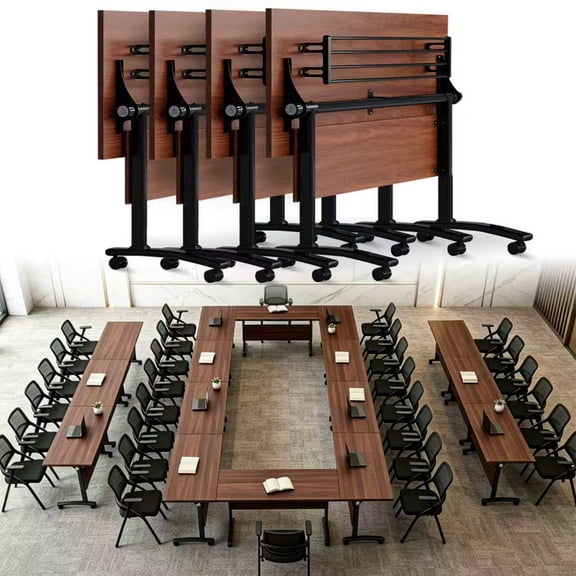 4PCS Modern Conference Table,Folding Conference Table with 360°Mobile Wheels,Conference Room Table for Office ,Classroom,Modular Meeting Table