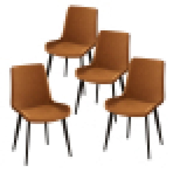 4PCS Modern Dining Chairs - Upholstered Faux Leather Cushion Seat, Sturdy Metal Legs for Kitchen/Dining Room