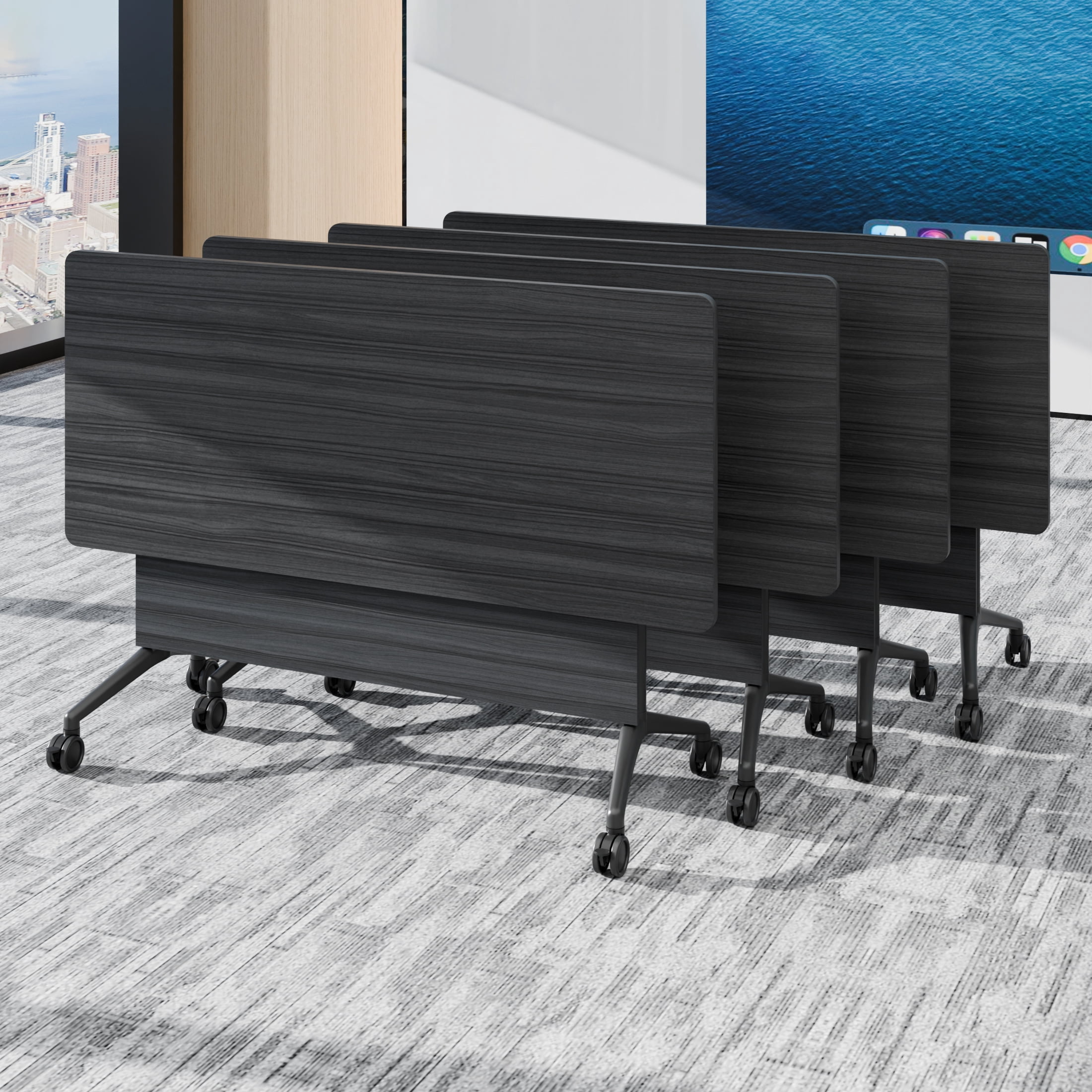 4PCS Modular Folding Conference Table with Wheels 61in, Collapsible ...