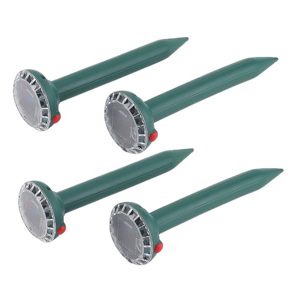 4PCS Mole Repellent Solar Powered - Mole Repellent - Animal Repeller Solar Powered Snake Ultrasonic Gopher Deterrent - IP65 Waterproof Ultrasonic Deterrent for Lawns Garden - Green